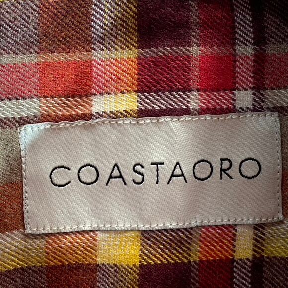 COASTAORO Men's Orange Sunsesta Long-Sleeve Button-Up Flannel Shirt SZ M - Picture 7 of 8